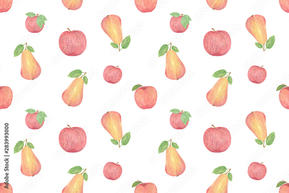 Red tasty apples and pears repeat pattern Red tasty apples and pears repeat pattern