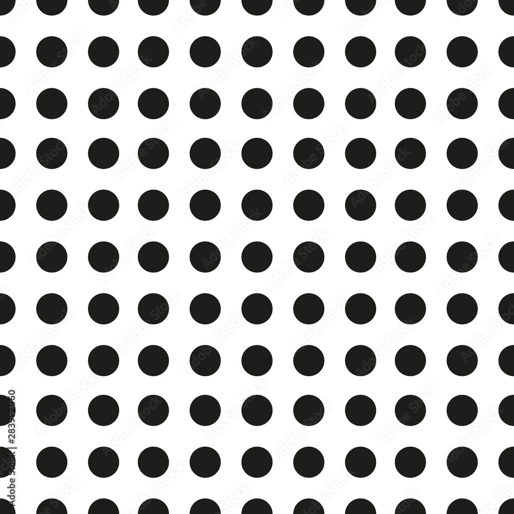 Seamless polka dot pattern. Black dots on white background. Vector illustration. Seamless polka dot pattern. Black dots on white background. Vector illustration.