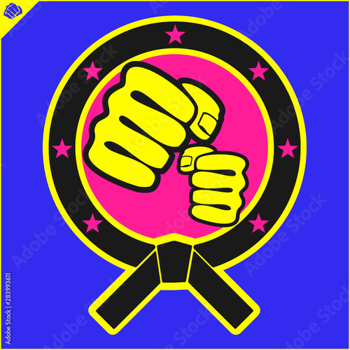 Karate emblem. Martial art creative colored simbol design. Vector, EPS.