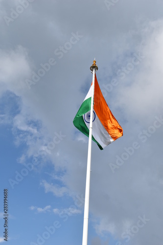 flags of India on background of blue sky