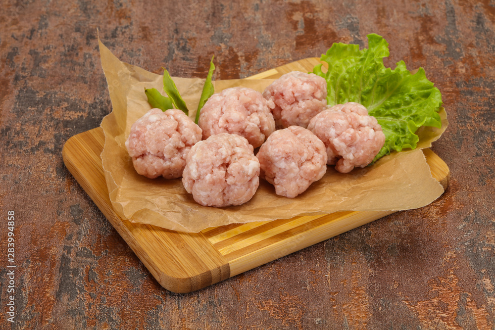 Homemade raw pork minced meatball for cooking Homemade raw pork minced meatball for cooking