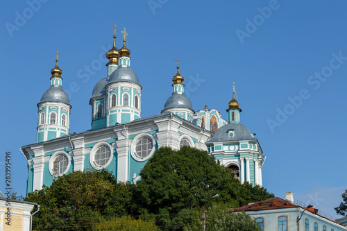 Holy Dormition Cathedral in Smolensk,filmed on a Sunny summer day photo