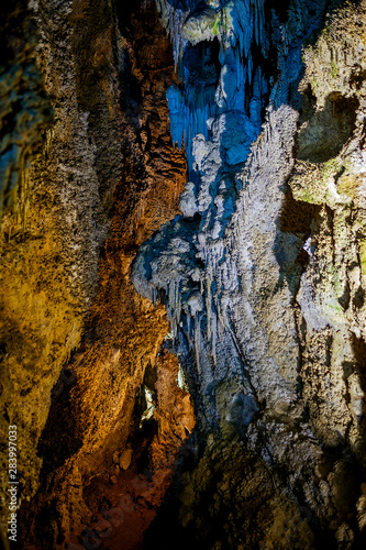 Texture walls with stalactites inside the cave 2