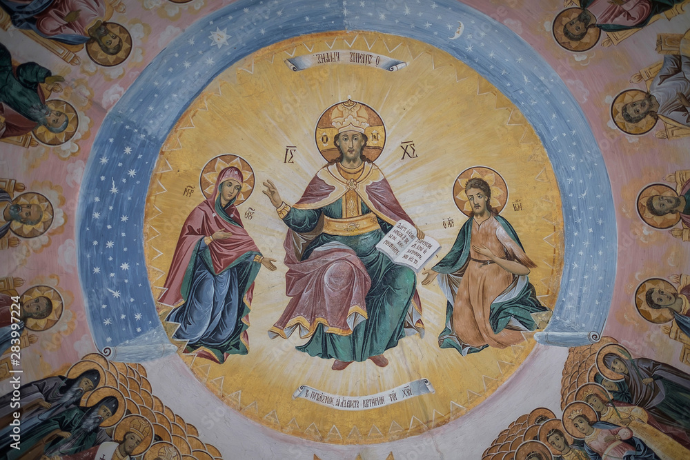 Naklejka premium Fresco fragments in the Bachkovo monastery 1