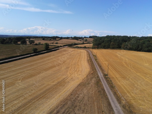 Paysage rural en Bourgogne, vue aérienne
