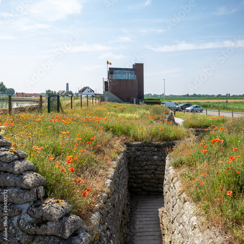 Tableau sur toile World War I trenches known as Dodengang (Trench of Death) surrounded by poppies