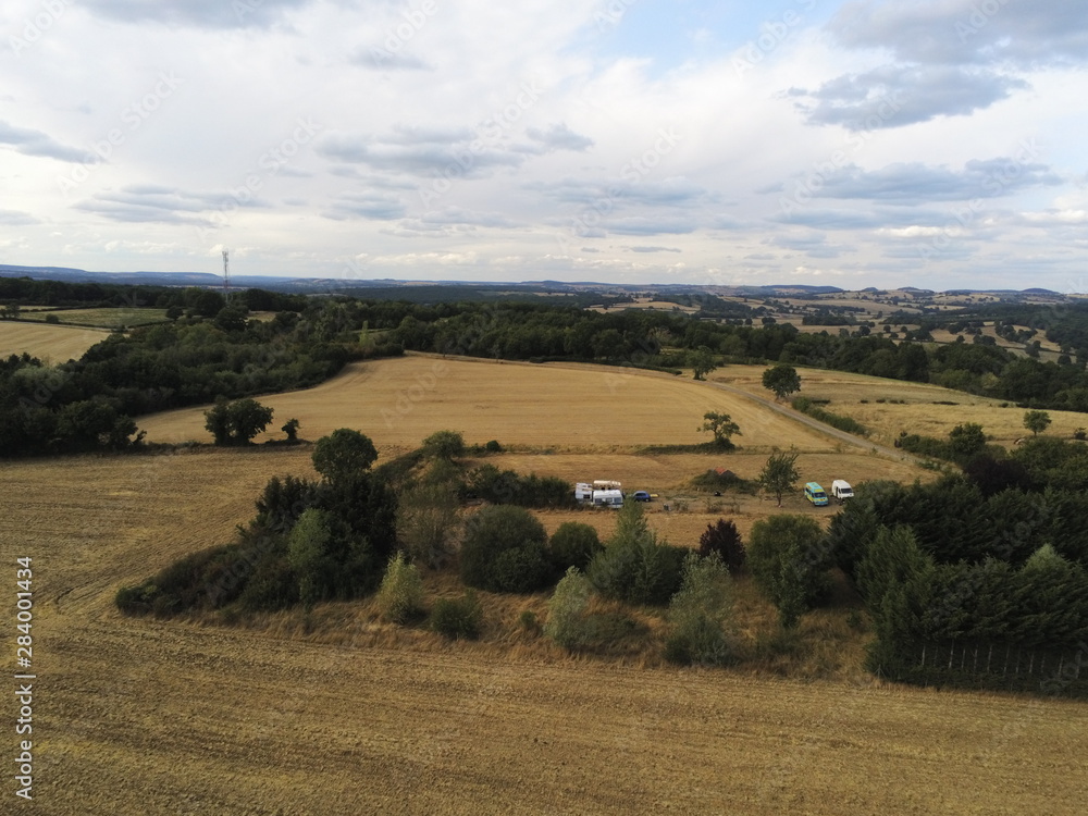 Champs en Bourgogne, vue aérienne