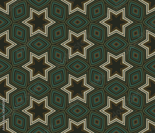 Abstract seamless pattern of many shapes. Vector kaleidoscope.