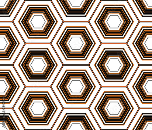 Abstract hexagons seamless pattern. Vector geometric pattern of many shapes.