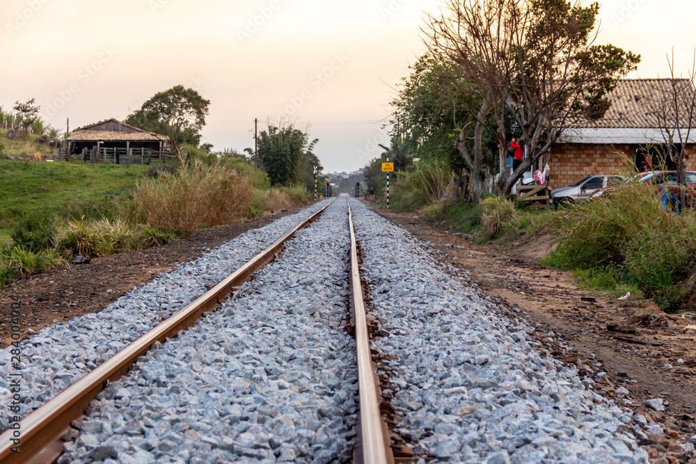 Railway track over gravel