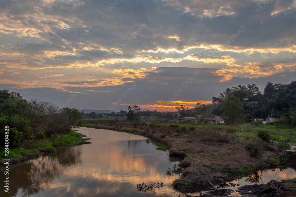 Sunset at a river in Brazil