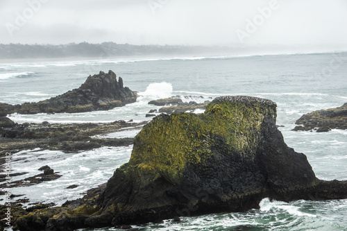 Crashing waves and sea cliffs