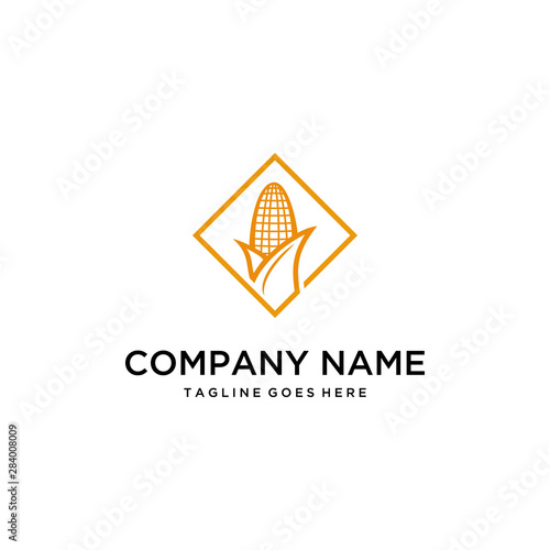 Illustration Corn beans are still wrapped in leather that is maintained quality logo design