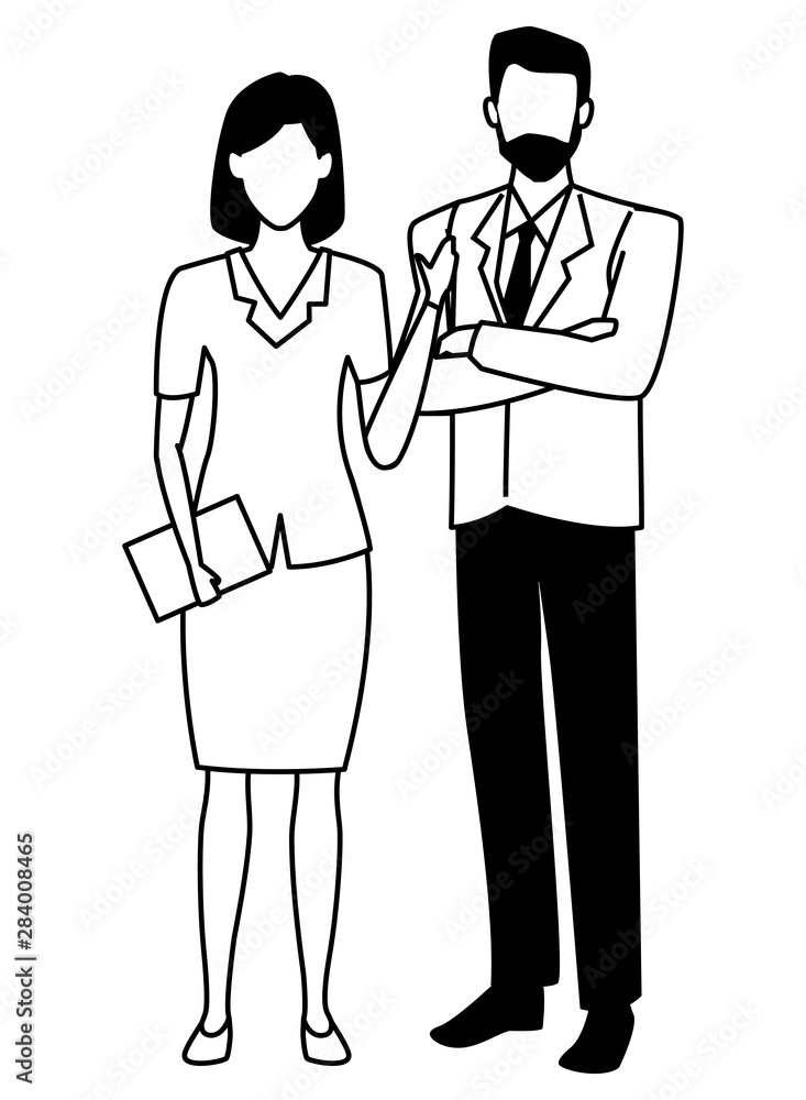 Executive business entrepreneur couple in black and white Executive business entrepreneur couple in black and white