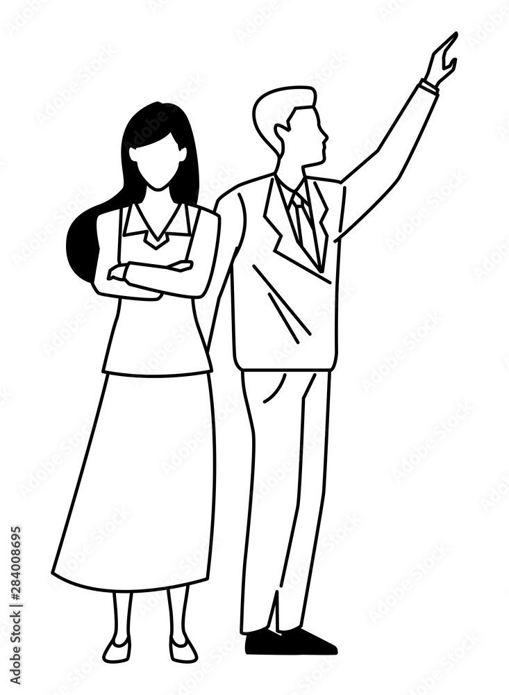 Fototapeta premium Executive business entrepreneur couple in black and white