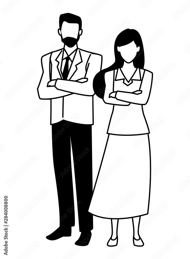 Executive business entrepreneur couple in black and white Executive business entrepreneur couple in black and white