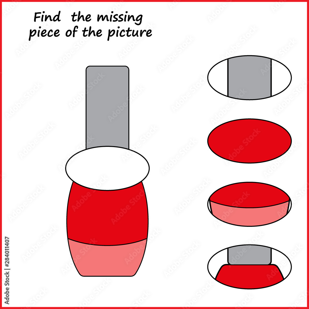 Visual logic puzzle: Find missing piece - Puzzle game for kids. Worksheet for Children. 