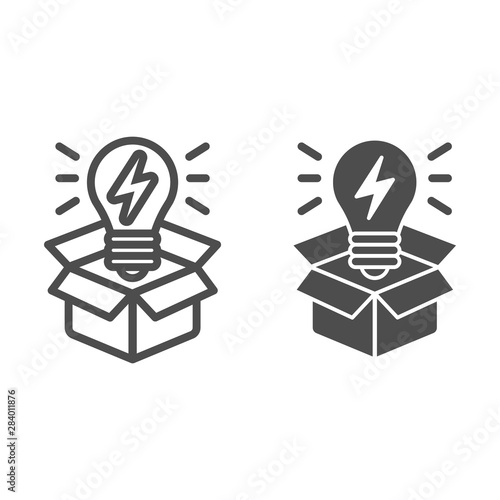 Box with lighbulb line and glyph icon. Idea vector illustration isolated on white. Creative box outline style design, designed for web and app. Eps 10.