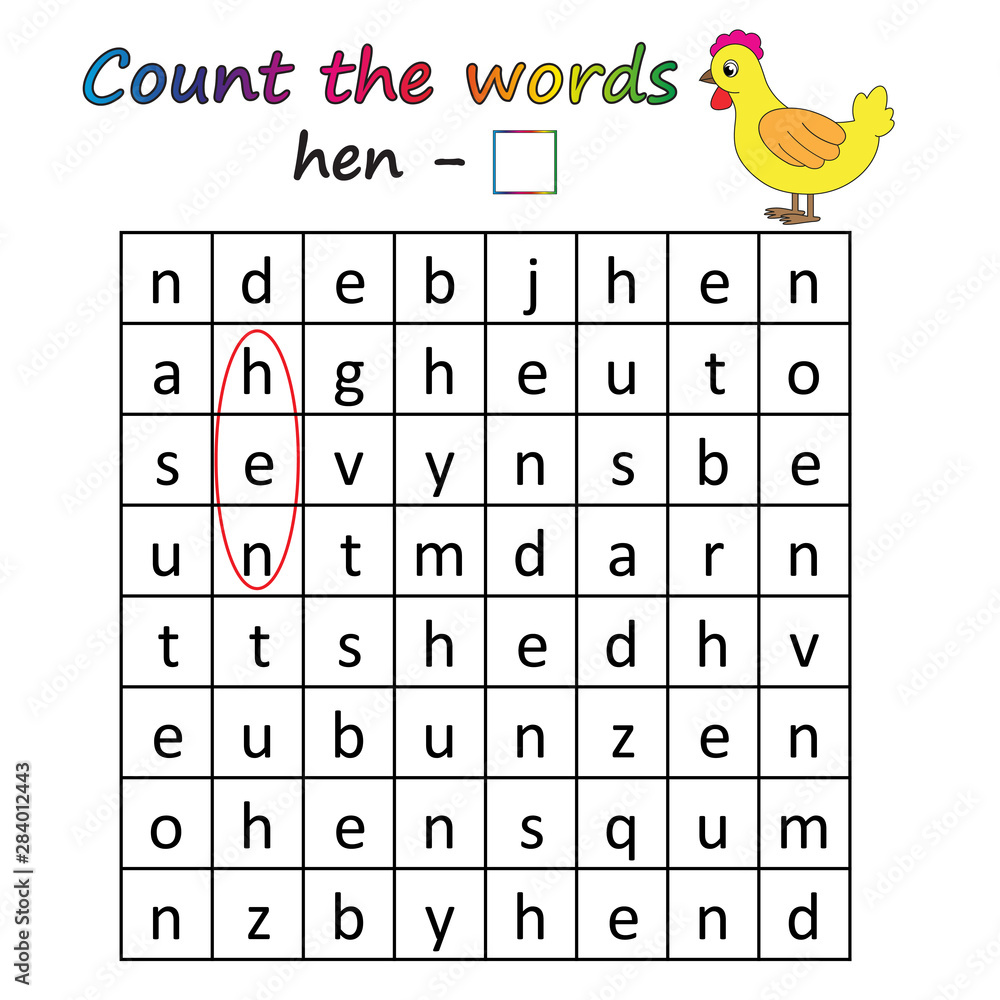 Worksheet. Game for kids - find and count the words. Visual Educational ...