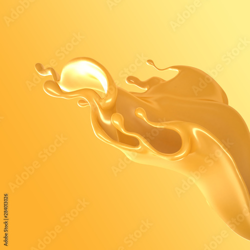 Splash of fluid. 3d illustration, 3d rendering.