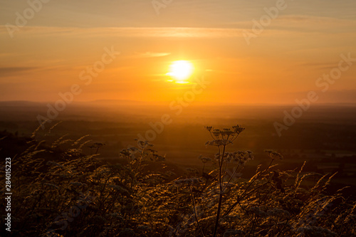Sunset along the South Downs way in Sussex, at Ditchling Beacon