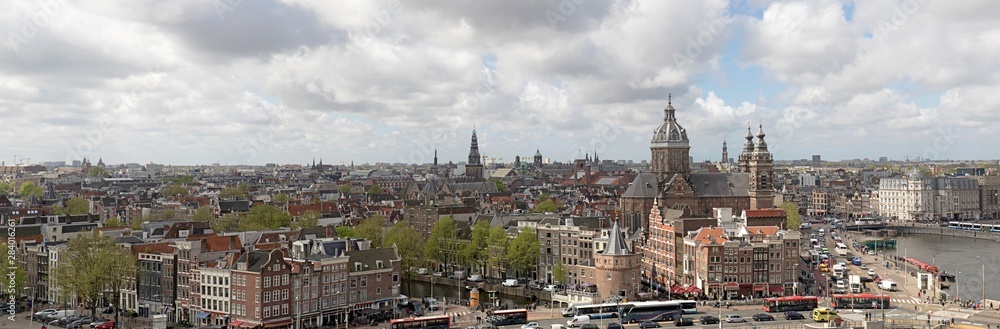Panorama photo of the center of Amsterdam. photo taken from the skylounge terrace.