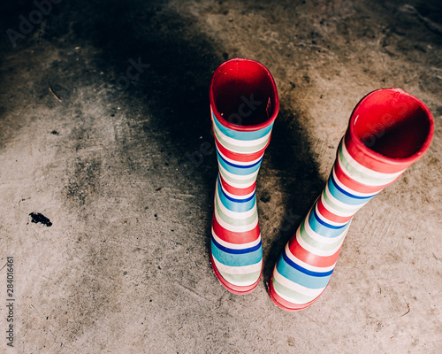 Wallpaper Mural Colorful Striped Rain Boots Torontodigital.ca