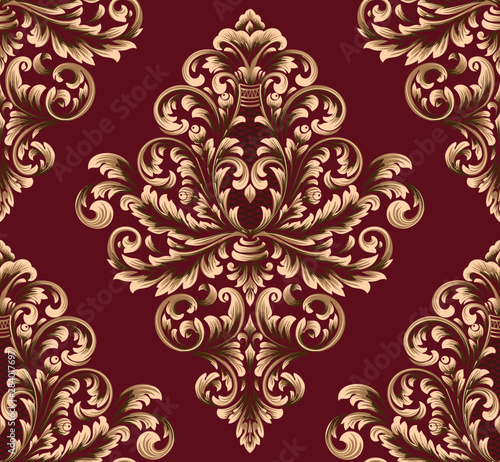Vector damask seamless pattern element. Classical luxury old fashioned damask ornament, royal victorian seamless texture for wallpapers, textile, wrapping. Exquisite floral baroque template.