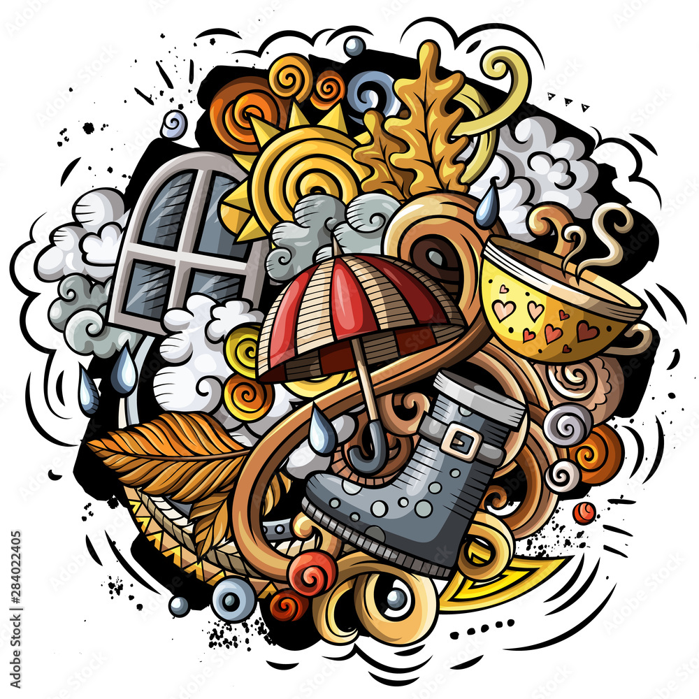 Cartoon cute doodles hand drawn Autumn illustration Cartoon cute doodles hand drawn Autumn illustration