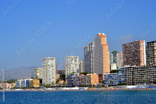 Sunny panoramic view on Benidorm city with seafront in Alicante Mediterranean of Spain © Fernando Batista