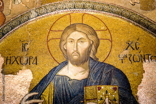 Christ pantocrator. Mosaic in Cora Church photo