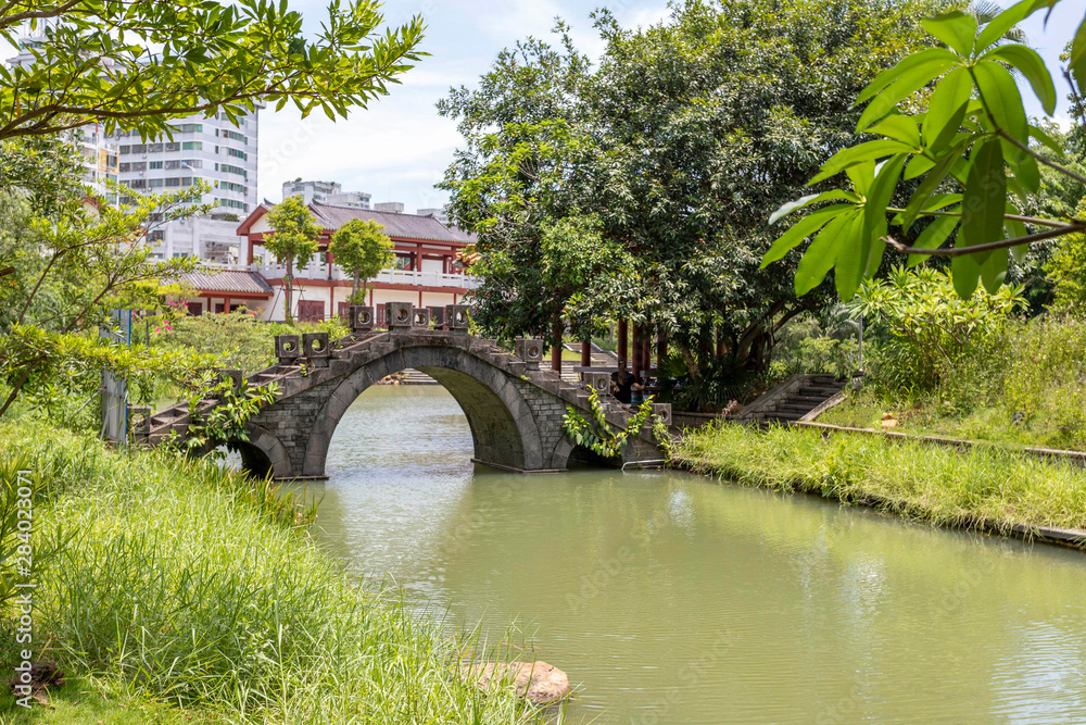 bridge over the river  Wugong Temple, Haikoy, Hainan, China