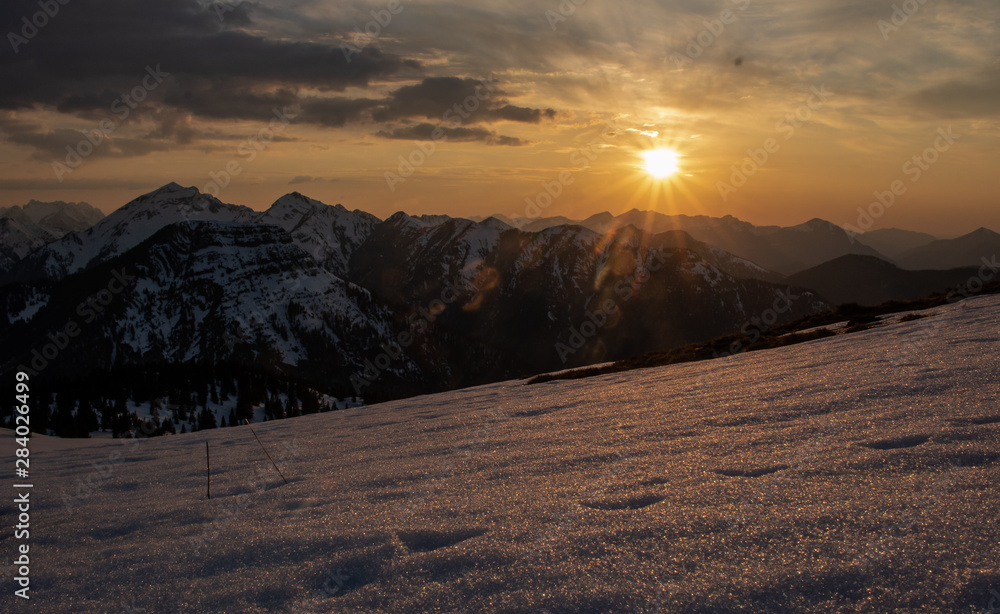 Sonnenuntergang im Karwendelgebirge