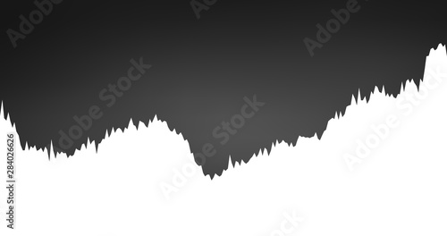 Abstract financial graph with uptrend line and bar chart of stock market on black color background. vector illustration