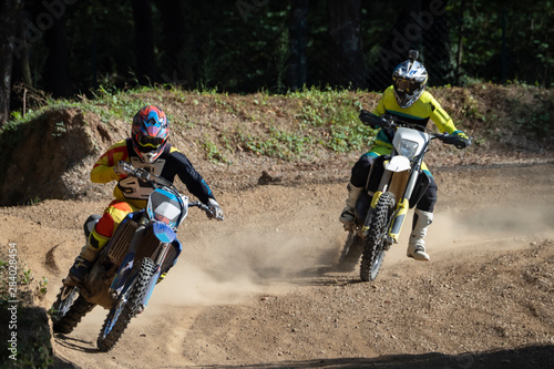 Motocross rider on a trail during a training