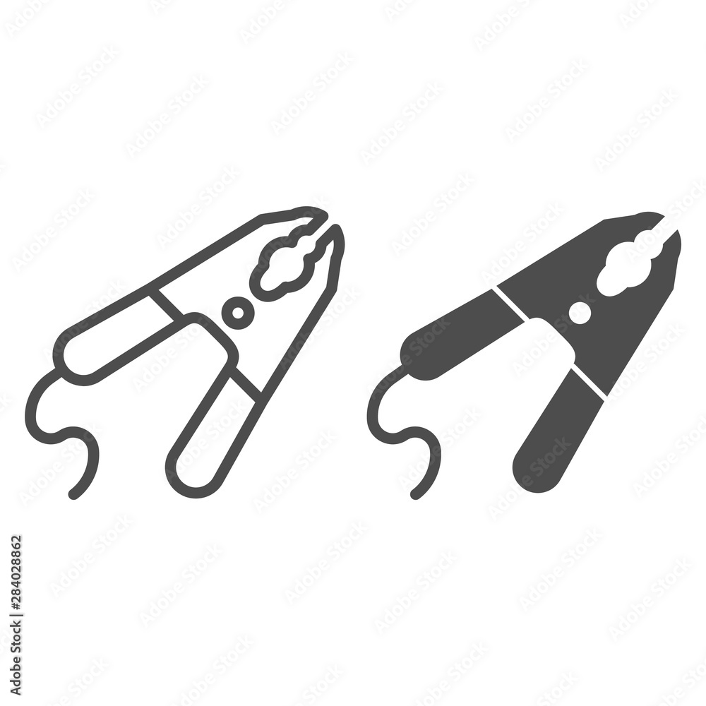 Fotografie Jumper charging cable line and glyph icon