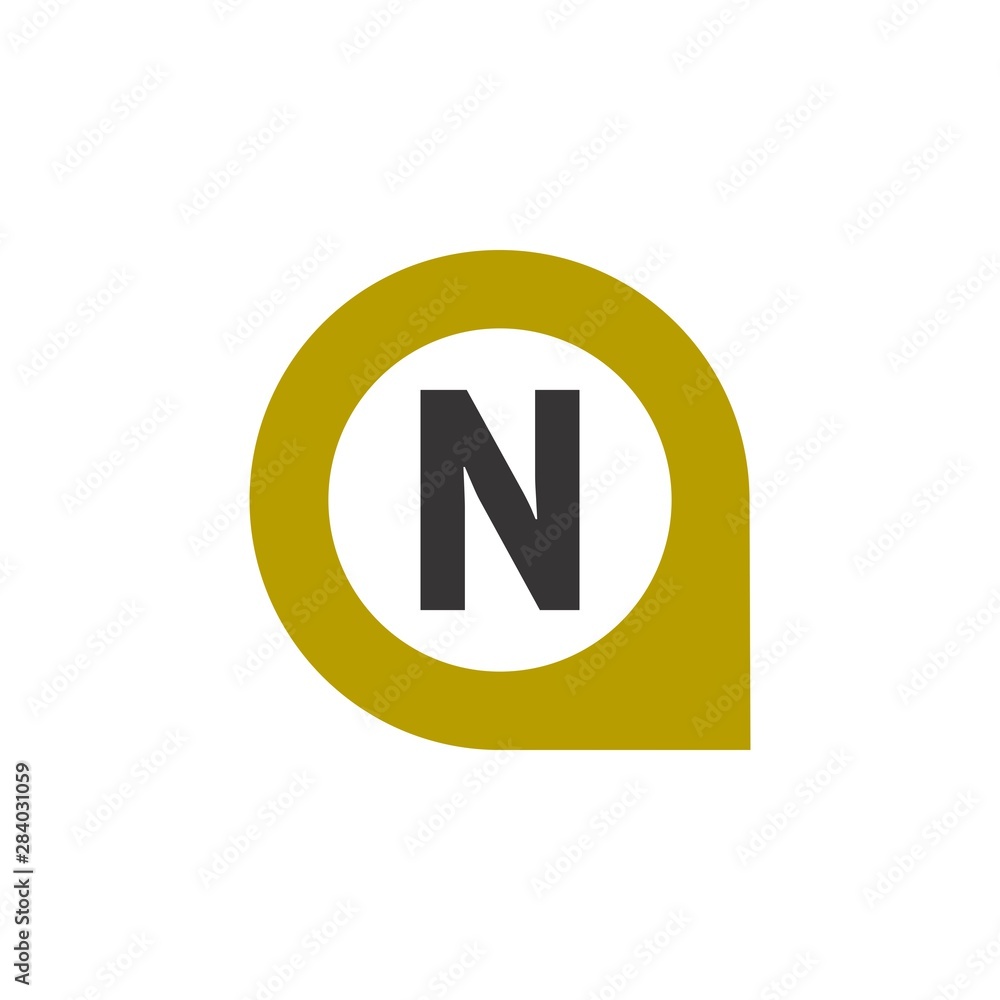 Pin Location with letter N logo design vector Pin Location with letter N logo design vector