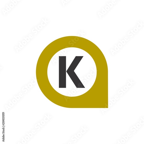 Pin Location with letter K logo design vector