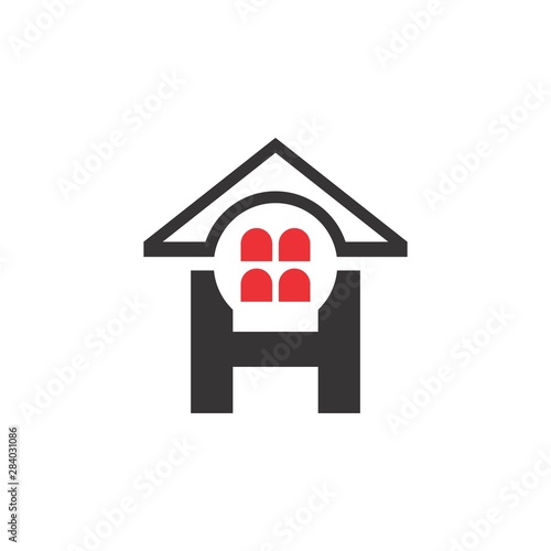 Letter H with Home building logo design vector