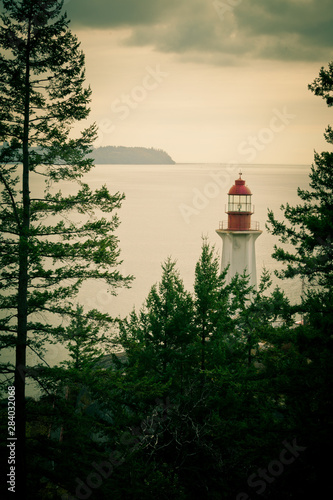 Lo-fi photography lighthouse green BC coast Canada
