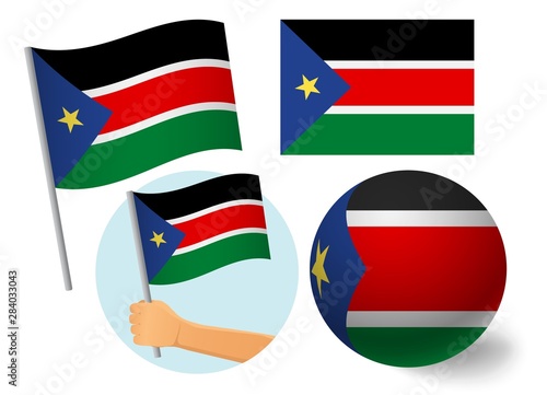 South Sudan flag icon set