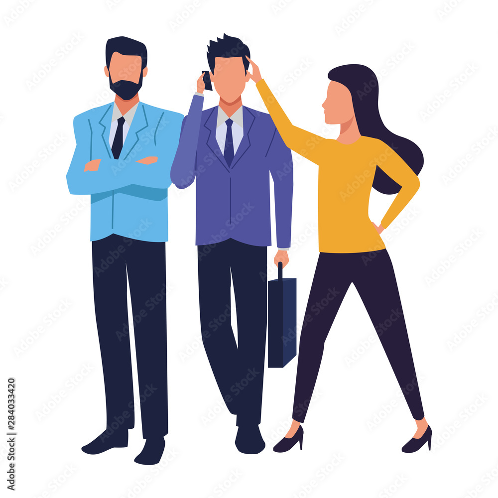Executive business workers with tools Executive business workers with tools
