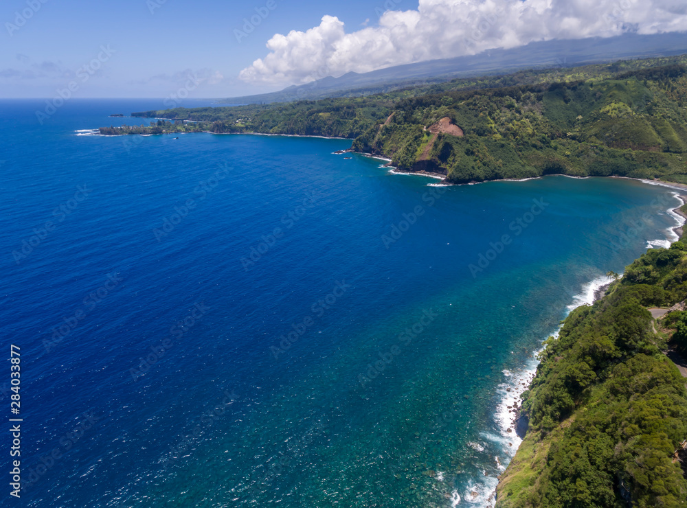 Aerial view of the Maui coastline 