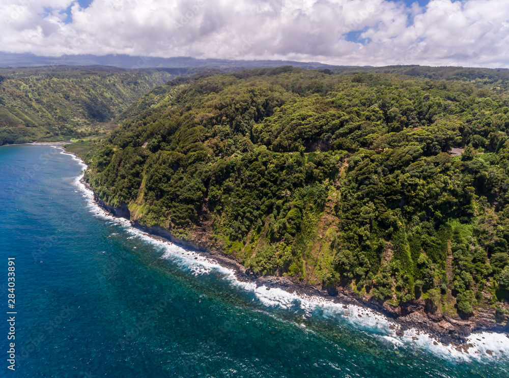 Aerial view of the Maui coastline 