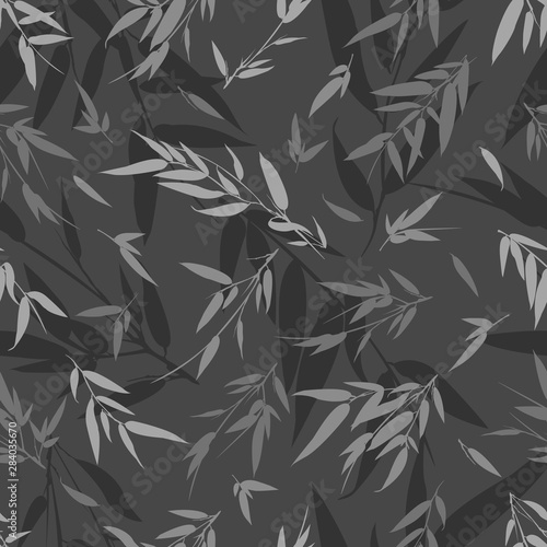 Monochrome bamboo branches seamless background. Vector illustration. © serjiob74