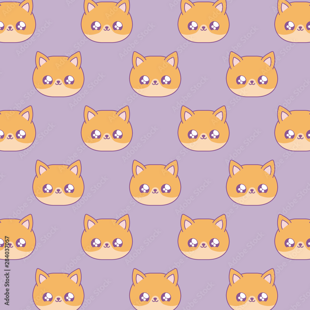 pattern of cute foxes baby animals kawaii style