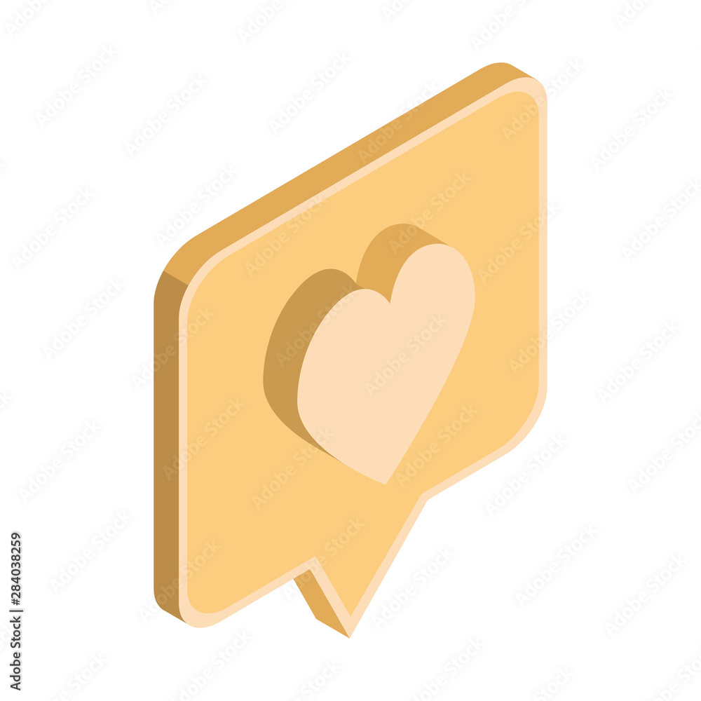 speech bubble in 3d with heart on white background speech bubble in 3d with heart on white background