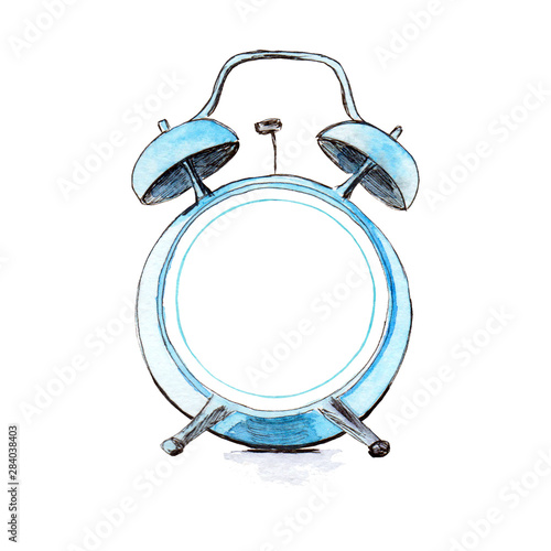 Alarm in classic style on white background. Isolated flat illustration