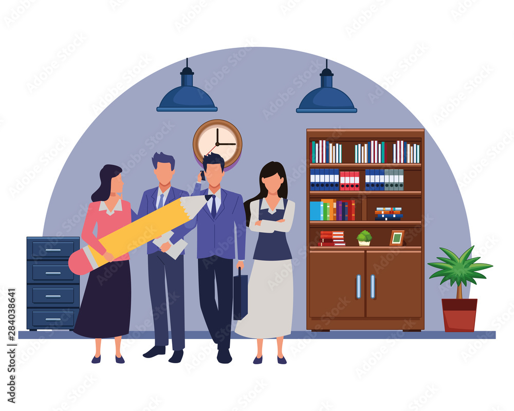 Executive business workers with tools Executive business workers with tools