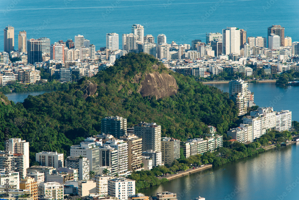 Residential Buildings Around Lagoon and Hills in Rio de Janeiro, Brazil